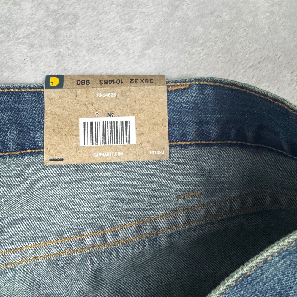 NWT Carhartt Holter Jeans Relaxed Fit 38x32 Mens Denim Pants Blue Straight Leg - Picture 8 of 8